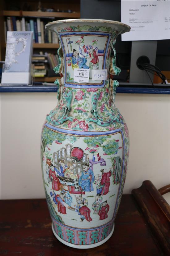 A pair of large Chinese famille rose vases, 19th century, painted with emperors and court figures height 61.5cm